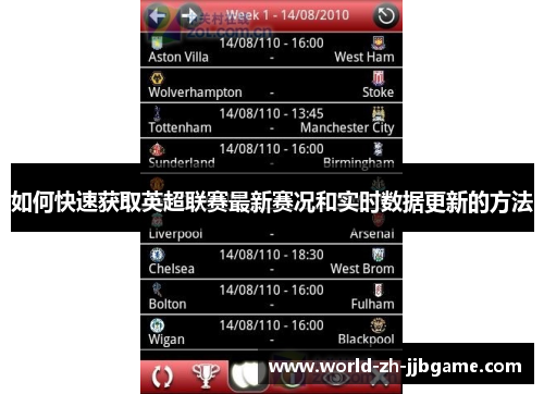 如何快速获取英超联赛最新赛况和实时数据更新的方法